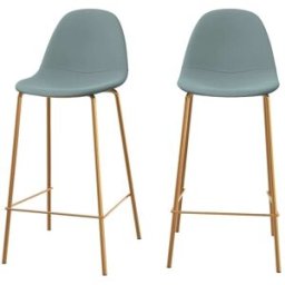 Maison Pavane Set de 2 taburetes para isla de cocina en cuero sintético verde 65 cm