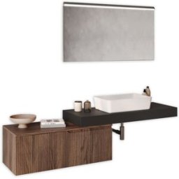 AQA DESIGN Mueble de baño 4 piezas en mdf antracita/roble oscuro