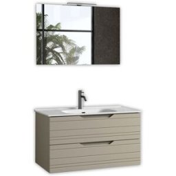 AQA DESIGN Mueble de baño con espejo de 4 piezas en mdf topo mate
