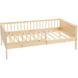 ML-Design Cama infantil 80 x 160 cm color natural con anticaída y somier