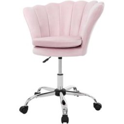 ML-Design Silla de oficina rosa claro terciopelo giratorio 360°con respaldo