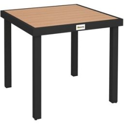 OKWISH Mesa de jardín madera natural de aluminio para 4 personas 78x78x74 cm