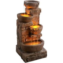 Teamson Fuente de jardín led en poliresina, marrón, 84x39x38 cm