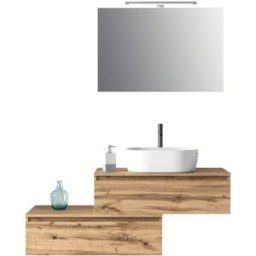 AQA DESIGN Mueble de baño de 5 piezas en melamina roble.