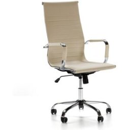 HOMN Sillón de oficina reclinable taupe, piel sintética, altura ajustable