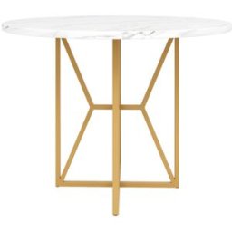 MODFU Mesa de comedor redonda metal 80x80 cm, dorado
