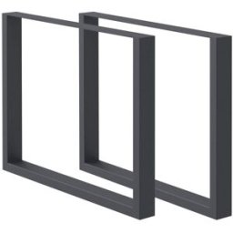 ECD Germany 2x Patas de mesa industrial 90x72cm acero en polvo antracita cuadradas