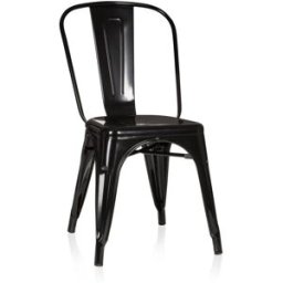 hjh OFFICE Silla de metal sin apoyabrazos negro