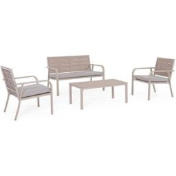 Bizzotto Sala de estar de acero y tablero de mesa de HDPE en gris paloma