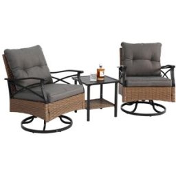 Urban Cocon Set de jardín 3 piezas: 2 sillones giratorios y 1 mesa de centro.