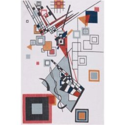 Nazar Alfombra interior/exterior, diseño en relieve cúbico azul 228x340