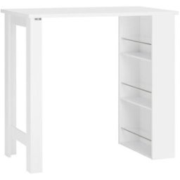 SoBuy Mesa alta de bar con 3 estantes mdf blanco
