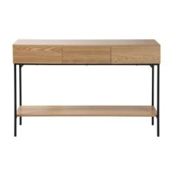 Calicosy Consola 1 estante 3 cajones efecto madera y metal negro l120 cm