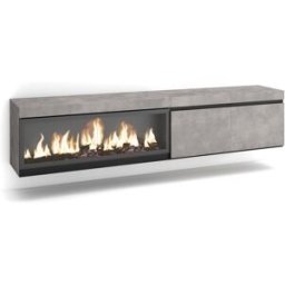 Skraut home Mueble tv efecto madera cemento 208x35x45cm chimenea efecto fuego