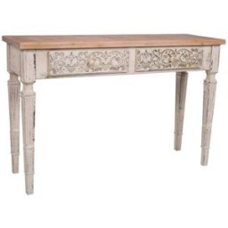 Wanderlust deco Recibidor-consola de madera blanco y natrual de 2 cajones 120x40x78