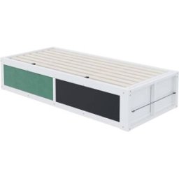 OKWISH Cama infantil blanca de madera con almacenaje 90x200 cm