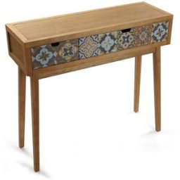 Versa Home Consola recibidor con 2 cajones en madera de pino gris