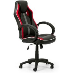 HOMN Sillón de oficina elevable y reclinable piel sintética, negro/rojo