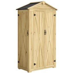 Outsunny Armario de jardín 93x53x168 cm madera natural