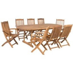 Beliani Conjunto de comedor 8 personas de madera marrón