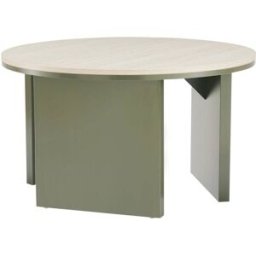 Oviala Mesa de centro redonda acabado efecto madera diám 80 cm verde oliva
