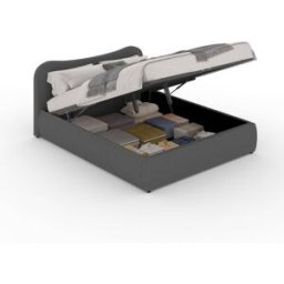 Concept Usine Cama con canapé abatible 160 x 200 cm diseño redondeado terciopelo gri