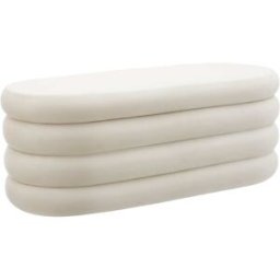 Tectake Banco tapizado almacenaje, terciopelo, terciopelo blanco/crema