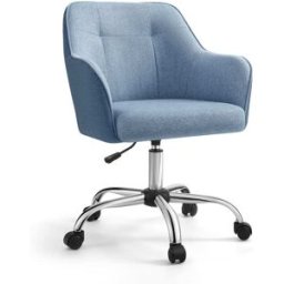 SONGMICS Silla giratoria de oficina con altura ajustable de color azul