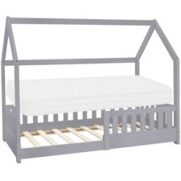 ML-Design Cama infantil tipi 80x160 cm color gris claro con colchón espuma fría