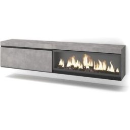 Skraut home Mueble tv efecto madera cemento 208x35x45cm chimenea efecto fuego