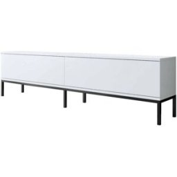 Dmora Mueble de televisión efecto madera blanco negro 180x30 cm