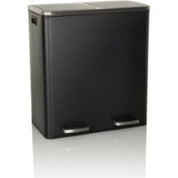 hjh OFFICE Cubo de basura de acero de 60 litros negro