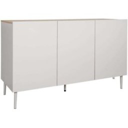 sweeek Aparador de metal y decoración de madera 3 puertas 120cm, beige