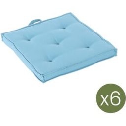 Edenjardin Pack de 6 cojines para sillas de jardín color turquesa 42x42x5 cm