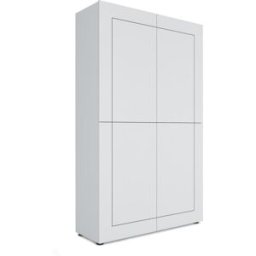 Itamoby Armario alto 4 puertas 100x35x165 cm efecto madeira blanco brillante