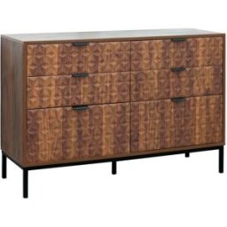 Oviala Cómoda de 6 cajones en mdf con decoración de melamina de madera oscura