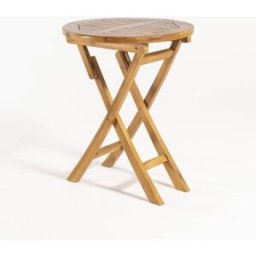 Edenjardin Mesa para jardín redonda y plegable de madera de teca 60x76 cm