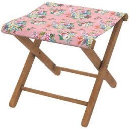 Vent de Bohème Taburete plegable de eucalipto con tela outdoor diseño floral rosa