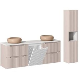 Petits meubles Conjunto de muebles con doble lavabo paneles de melamina y mdf