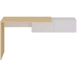 Unique Consola de oficina madera color natural claro, blanco