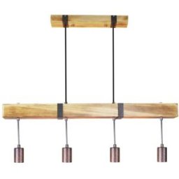 Nettlife Featherstone - lámpara colgante de madera, color marrón, 80 cm, e27