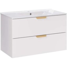 Petits meubles Mueble de lavabo individual 80cm mate paneles laminados blanco