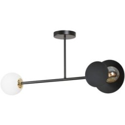 Wonderlamp Plafón de techo con 2 piezas circulares negro y 1 esfera blanca