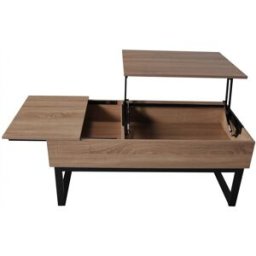 Weber Mesa de centro con tablero elevable, efecto madera y patas negro