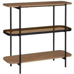 sweeek Estantería, biblioteca de vidrio, decoración de madera y metal, 3