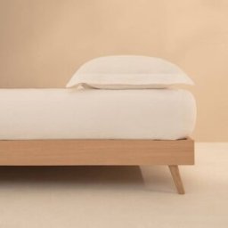 Textura Interiors Sábana bajera de lino ajustable color blanco. Cama 80-90cm