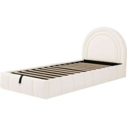 MODFU Cama tapizada infantil con almacenaje y somier 90x200 beige