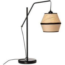 Koketto Home Lámpara de mesa con pantalla de tela marrón y paja natural.
