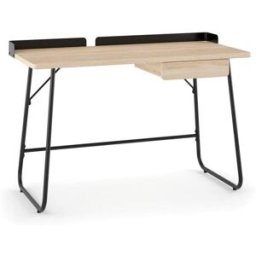 Hispanohogar Escritorio acabado roble patas acero negro 78x121x56cm