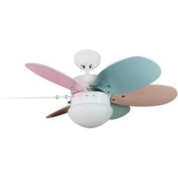 Wonderlamp Ventilador de techo multicolor con luz y aspas reversibles